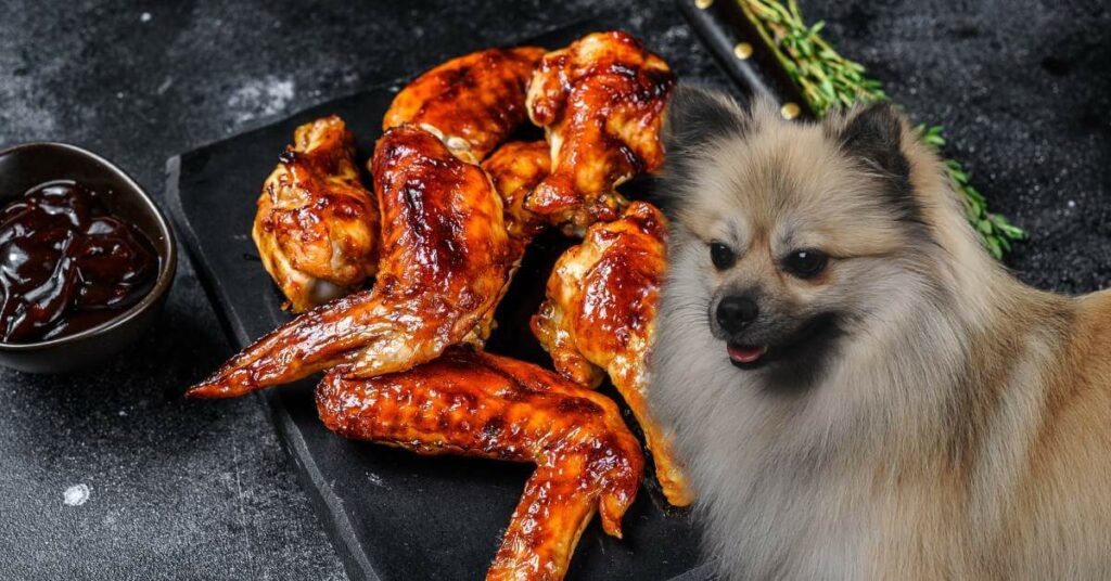 dog and chicken wings with bbq sauce